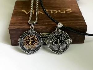 Never Fade Norse Rune Life Tree Necklace Men Gold Color Stainless Steel Pendant Valknut Trinity Male Lucky Amulet Viking Jewelry