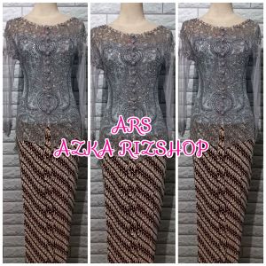 set kebaya pesta silver + longtorso dan rok wiron