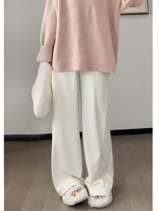 Quần Dài Ống Đứng Cạp Cao Cho Nữ Mùa Thu Đông Quần Dài Thường Ngày Che Giấu Mỡ Thừa Quần Dài Thoải Mái Rộng Rãi