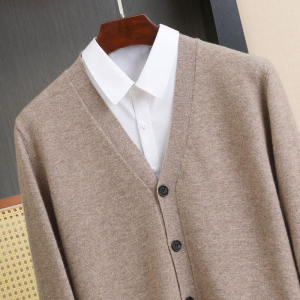 Autumn Winter Mens Open Cardigan V-Neck Pure Color Business Casual Cashmere Jacket Loose Knitted Sweater Fashion Urban Style