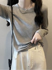 Áo Thun Cotton Dài Tay Nữ Mùa Xuân Thu Ôm Vừa Vặn Thời Trang Áo Sơ Mi Dài Tay Chất Lượng Cơ Bản Cho Trang Phục Công Sở