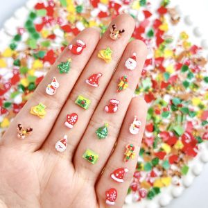 10pcs MIni Cartoon Winter Nails Charms Bulk Cute Christmas Hat Snowman Gifts Resin Nail 3D Decoracion DIY Nails Art Accessories