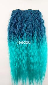 Clip In Hair Extension 24 Inch Ombre Corn Wave Synthetic 5 Clips Kinky Curly Hair Piece Colorful Hair Weft For Women