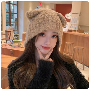 (ส่งจากไทย) หมวกไหมพรมกันหนาว หมวกถักสไตล์เกาหลี หมวกสกี แฟชั่น หมวกผู้หญิง ถักโครเชต์ถักสกีหมวกขนสัตว์ หมวกฤดูหนาวที่อบอุ่น