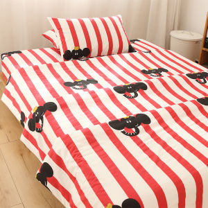 Red Stripe Baby Elephant Fitted Sheet One-Piece Pure Cotton Mattress Cover Mattress Dust Cover All-Inclusive Cotton Bed Sheets Can Be Equipped with Three Or Four Piece Suit