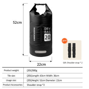 10L/20L PVC Waterproof Dry Bag with Pocket Outdoor Diving Foldable Storage Beach Swimming Bag Rafting River Ocean Backpack