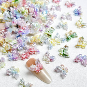 ชุดตกแต่งเล็บรูปผีเสื้อเรืองแสง 3 มิติ แบบสองชั้น 30 ชิ้น สีไล่ระดับสวยงาม สำหรับตกแต่งเล็บ DIY