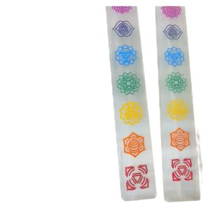Selenite Charging Plate Engraved Seven Chakra for Reiki Healing Crystals Stones