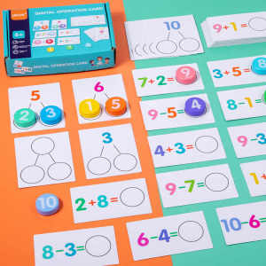 Math Flash Cards 1st 2nd 3rd Grade Addition and Subtraction Learning ToolCounting Number Math Manipulatives GameEducational Toy for Kindergarten Classroom KidsFidget Card Game for Home SchoolCounting Blocks for Math