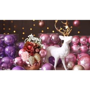 BIN LU 12pcs 6cm Big Christmas Balls Set Shiny Matte Glitter Xmas Tree Ornaments Gold Champagne Pink Color Options in Clear Tube Pack for Home Condo Office Party and Christmas Tree Decorations