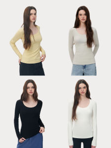 Four Color Light Fluffy Round Neck Slim Fit Long Sleeve Top