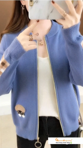 Áo khoác nữ khóa kéo áo khoác len dài tay Queenbe GLA250 Cuocsongvang