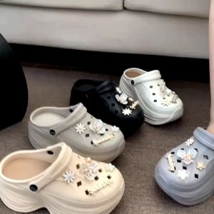 รองเท้าหัวโต รองเท้าแตะผู้หญิง แถมตัวติดจิ๊บบิ๊ท  สูง 7-8 ซม  รองเท้ารัดส้น รองเท้าส้นตึก SUNG96 Bigdreamofficial