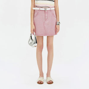 Cotton Purple Flower Pink Summer Cool High Waist Hiding Hips A-line Skirt