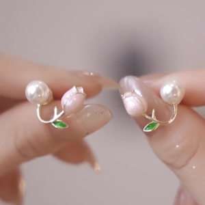 MaxPlus Korean Vintage Tulip Earrings Jewelry Accessories Women 925 Silver