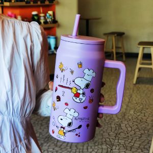 Large Capacity Large Ice Cup Straw Thermal Insulation Cup 2024 New Arrival Girls Good-looking Office Portable Satchel Water Cup