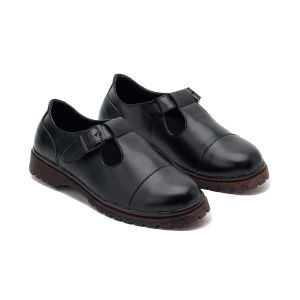 Edefootwear LUMI - Sepatu Mary Jane Tbar Strap Kulit Casual Hitam Pria Wanita