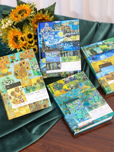 Van Gogh Oil Painting Notebook Boxed Premium PU Magnetic Colorful Inner Pages World Famous Painting Diary Book Artistic Retro Style Notebook for Students Creative Popular Ins Beautiful Stationery