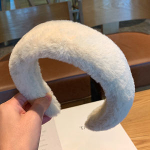 Cute Fluffy Hair Band Womens Tall Skull Top Face Small Extra Thick Fancy Korean Style Hairpin with Broad Edge Internet-Famous Headband