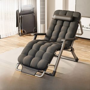 Foldable Single Lounger Recliner Chair Office Nap Chair Balcony Dual Purpose Sitting Sleeping Bed Multi-Functional Nap Bed