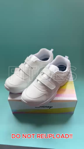 *SG Seller* Disney 8020 Kids Velcro School Shoes White Black | Lightweight Breathable PU Rubber Sole | Non-Slip
