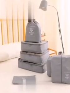 (2 IN 1) Travel Portable Simple Household Toothbrush Storage Box & 6 Set Waterproof Travel Organizer Bag