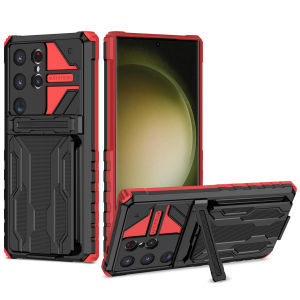 Silicone Phone Case for S23FE Multi-Function Card Holder S23Ultra Protective Cover Galaxy Full Protection Invisible Stand Anti-Fall plus Male Insert Card Case Creative Trendy Shell