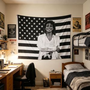 VIKAMA Michael Jackson American Flag Tapestry Retro Pop Star Wall Art for Bedroom Dorm Music Room Aesthetic Decor