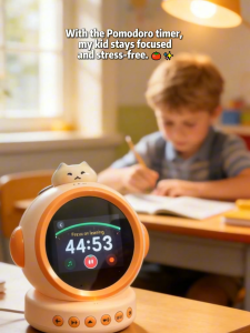 AI Intelligent Alarm Clock Touch Screen 1800mAh Large Battery WiFi Voice Learning Sleep Training Device for Kids Ages 3‑12 Elementary Students