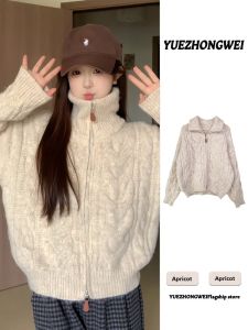 YUEZHONGWEI | Turtleneck Zipper Thickened Lazy Style Autumn and Winter New Sweater Cardigan