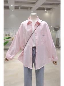 Casual Loose Fit Long Sleeve Cotton Shirt Womens Style Embroidered Pocket Letter Early Autumn New Arrival Slimming Shirt