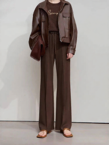 AMII | Simple Style Elastic Fabric Wide Leg Cuff Pants