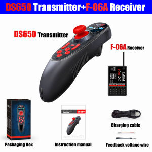 HOTRC 2.4G DS650 6CH Radio System Transmitter One Handed Remote Controller with 6CH Voltage Return Receiver for RC Boat Model