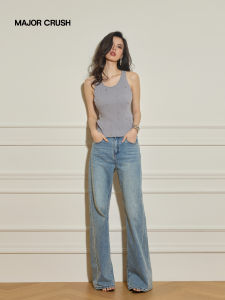 Fashion Knit Sleeveless Vest and Light Blue Jeans Set