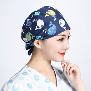Female Nurse Surgery Bead Caps Shoelace Gourd Home Pure Cotton Print Beautician Health Chemotherapy Headcloth Doctors Cap