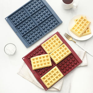 6-Cavity Waffle Baker Non-Stick Silicone Easy to Demold Chocolate Cake Baking Tools French Style Cookie Mold Kitchen Utensils