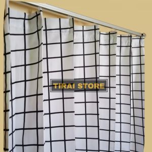 Gorden Jendela Murah Aesthetic / Gorden Pintu Kamar Model Plisket / Motif kotak tirai Jendela 2 kaca 1 kaca