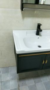 Black 50cm Aluminum Bathroom Cabinet Basin Set Sink with Mirror and Shelf Lavatory Sink with Mirror Fcuacet