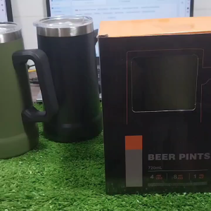 Cốc beer giữ nhiệt Germany inox 304 2 lớp dày dung tích 720ml có nắp đậy chống tràn tiện lợi