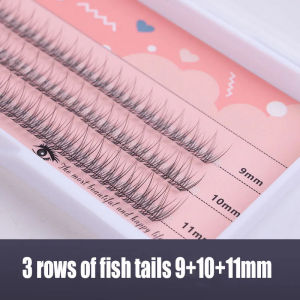 120 Clusters Fishtail Eyelashes High Quality Cluster Lashes Natural Slender Cross Thick Fish Tail Individual Eyelash Extension