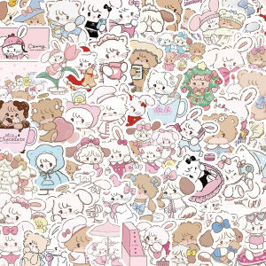 60Pcs mikko illustrations Sticker Pack Cute Rabbit Bear Hand Tent Sticker Decoration Mobile Phone Computer Water Cup Sticker