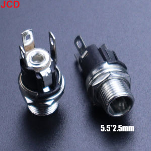 2pc DC Power Jack Supply Socket Connector 5.5*2.1/5.5*2.5mm DC Jack 2/3 Terminal 2 Pin 3 Pin Panel Mount Connector Plug Adapter