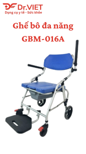Ghế Bô Tắm GBM-016A – 3in1 Xe Lăn + Ghế Tắm + Bô Vệ Sinh Khung Nhôm Chống Nước Có Phanh An Toàn
