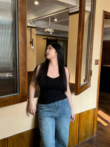 NINI ONE Casual Slimming Camisole Vest Womens Inner Wear Versatile Korean Style Micro Plump Backless Top for Young Adults