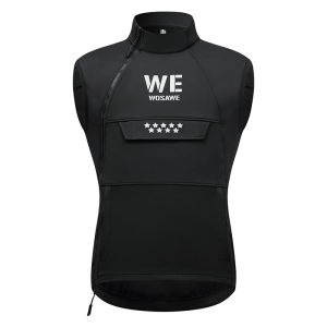 WOSAWE | Wosawe Mens Fleece Lined Windproof Cycling Vest Autumn Winter Road Bicycle Riding Suit Top Casual Style Zipper Closure Thickened