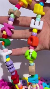 50pcs 14mm-20mm Acrylic Large Hole Letters and Numbers Beads for DIY Jewelry Making Bracelet Necklace Keychain Materials
