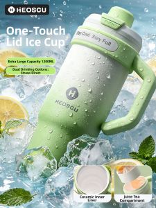 HEOSCU | Thermal Insulated Straw Mug Large Capacity