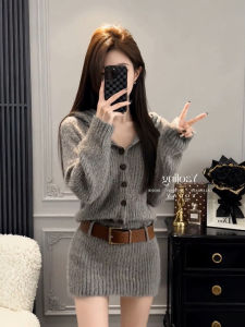 ZHILU | Vintage Soft Hooded Knitted Dress Retro Lazy Style Petite Slim Fit Bodycon