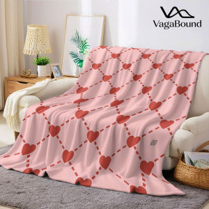 pink heart diamond grid Flannel Blanket Warm Soft Halloween Christmas Decorative Couch Warm Cozy All-Season Gift