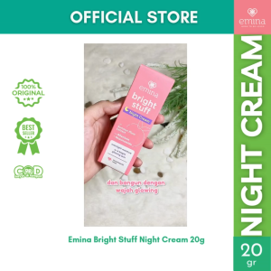 Emina Bright Stuff Night Cream 20g | Krim Malam Mencerahkan Wajah Remaja Kusam Lembapkan Kulit
